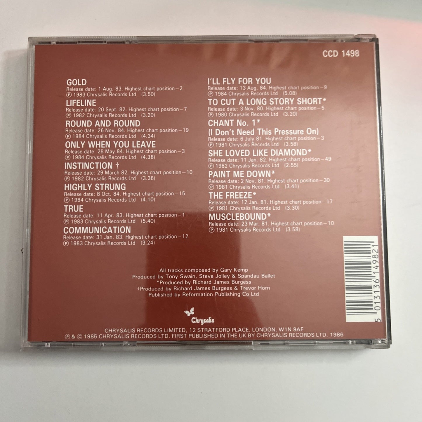 Spandau Ballet – The Singles Collection (CD, 1985) UK CCD 1498