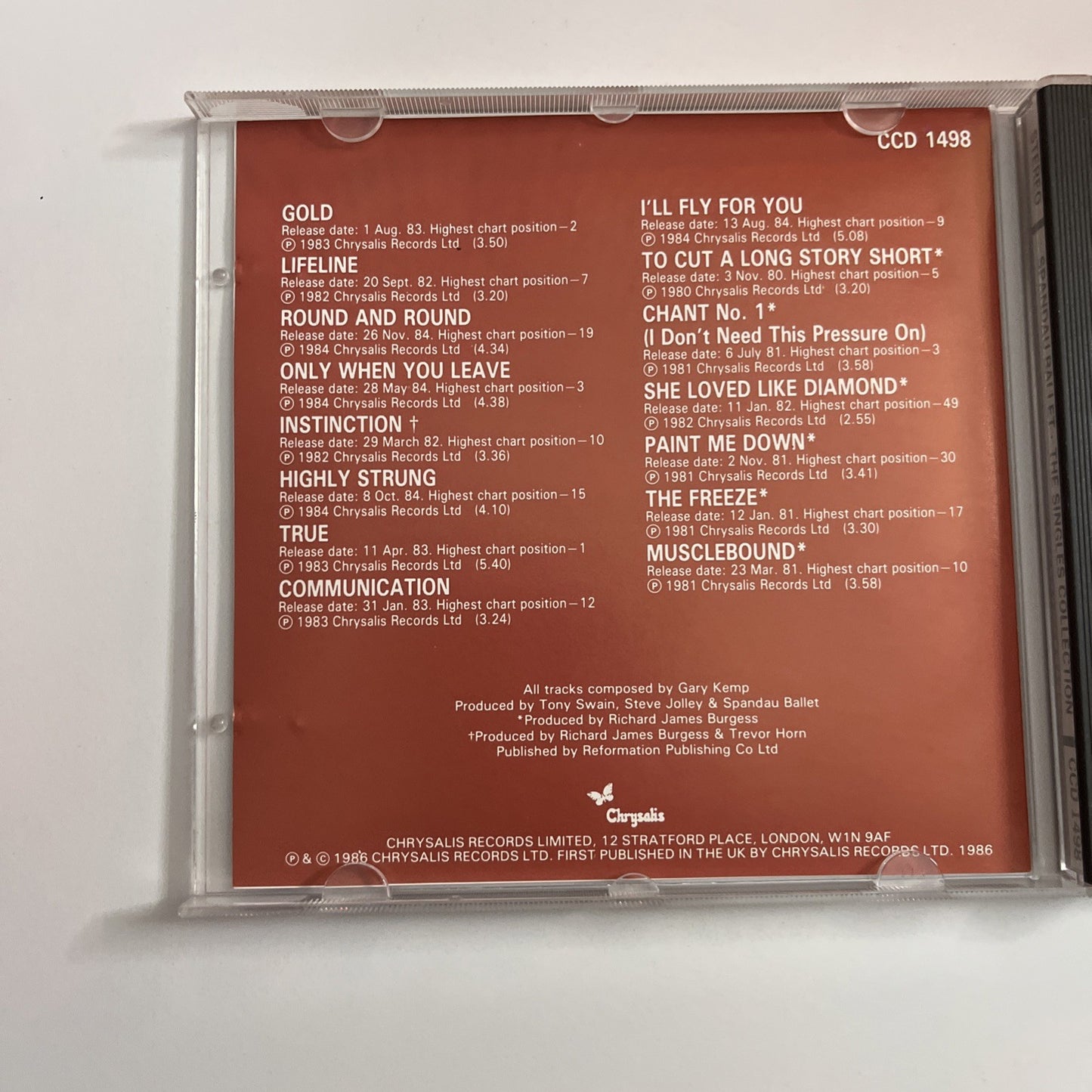 Spandau Ballet – The Singles Collection (CD, 1985) UK CCD 1498