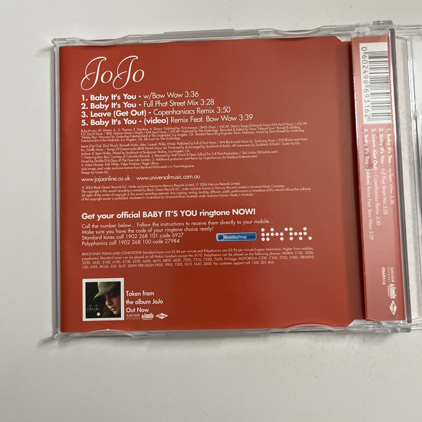 JoJo, Bow Wow – Baby It's You (CD, 2004) Australia Single 9869316