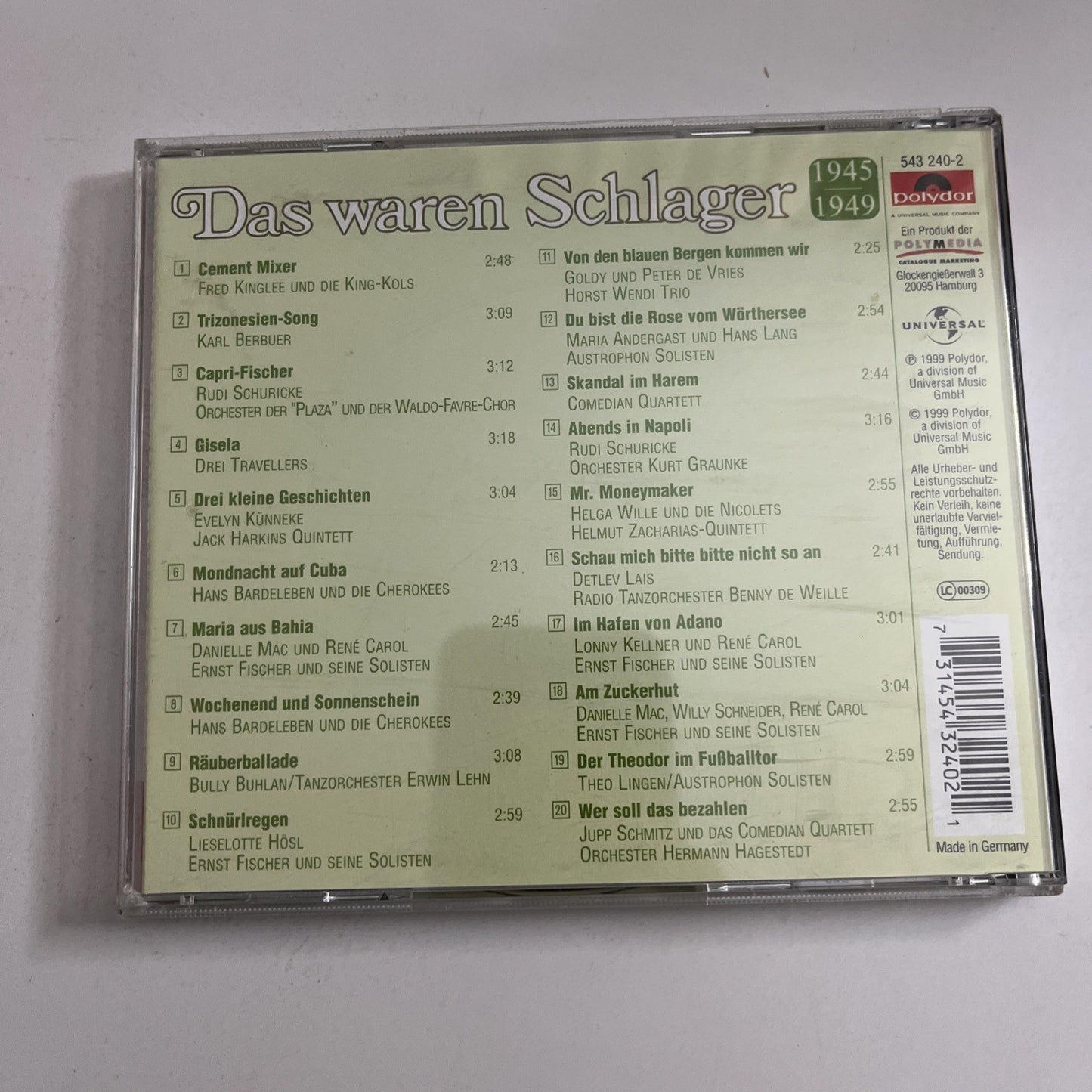 Various – Das Waren Schlager 1945 - 1949 (CD, 1999) Germany 543 240-2
