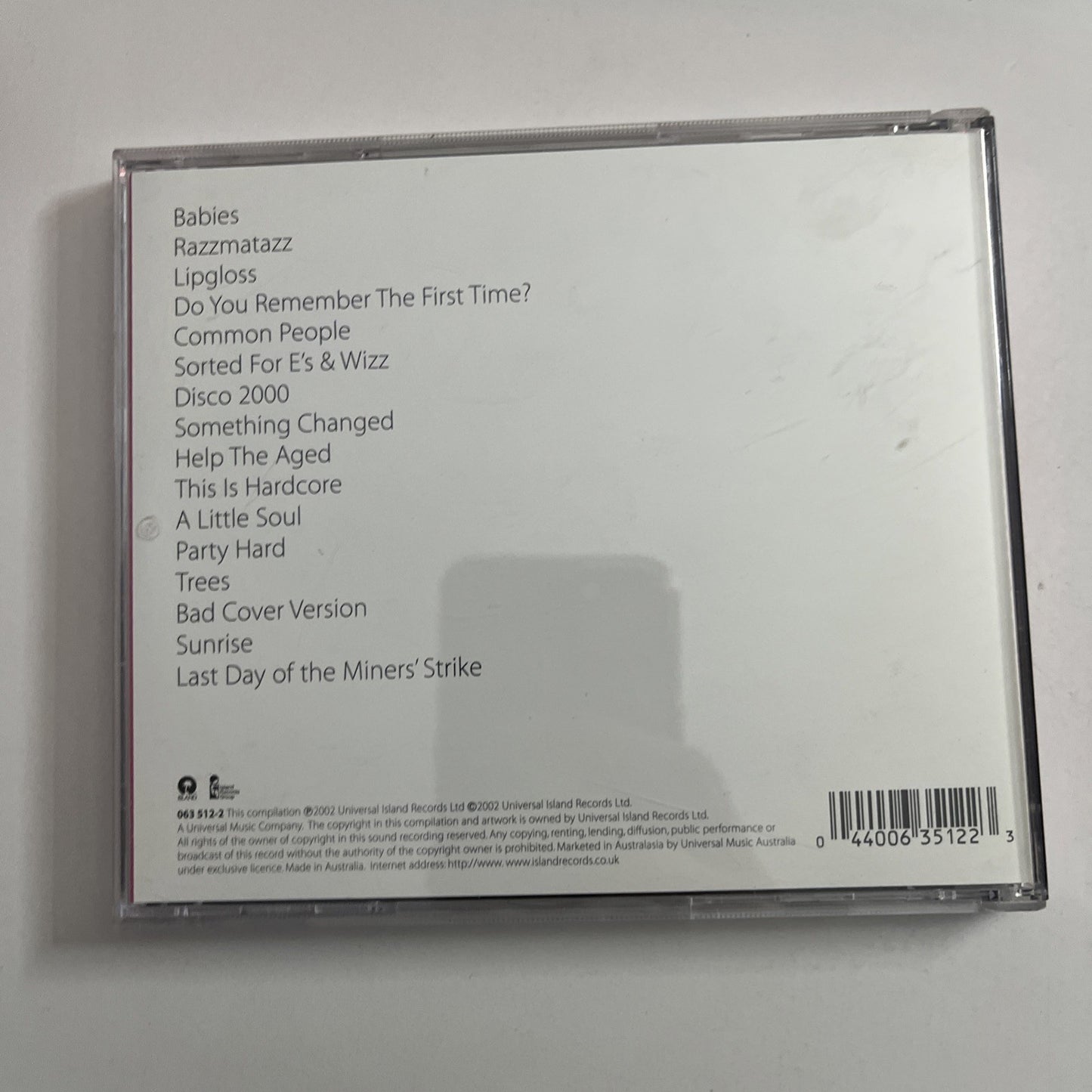 Pulp – Hits (CD, 2002) Australasia 063 512-2