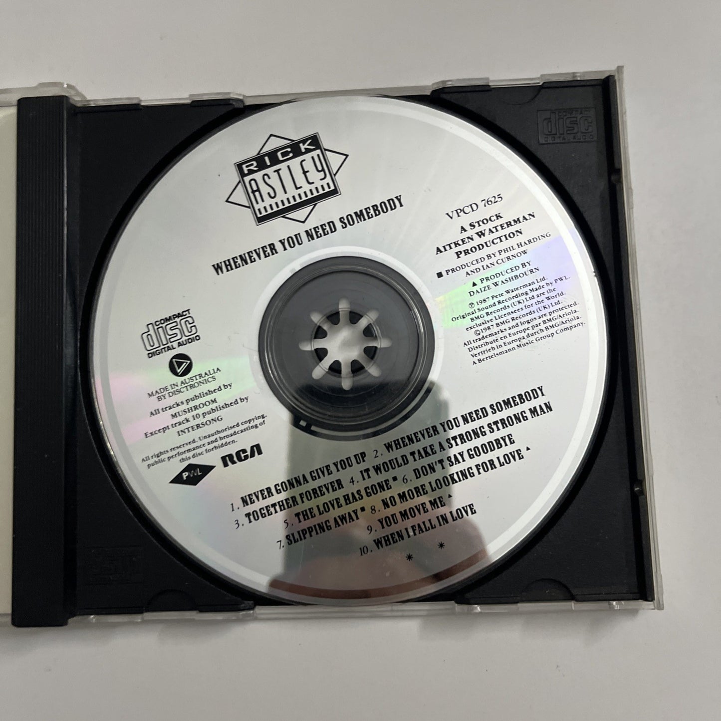 Rick Astley – Whenever You Need Somebody (CD, 1987) Australasia VPCD 7625