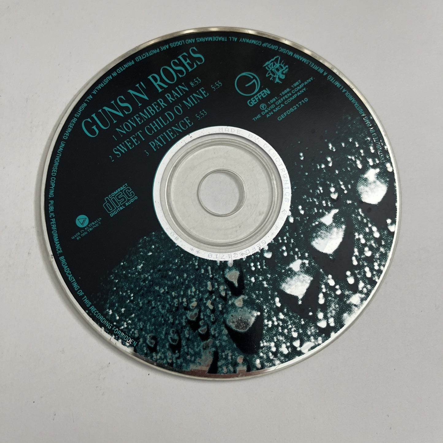 Guns N' Roses – November Rain (CD, 1992) Australia Single GEFDS-21710