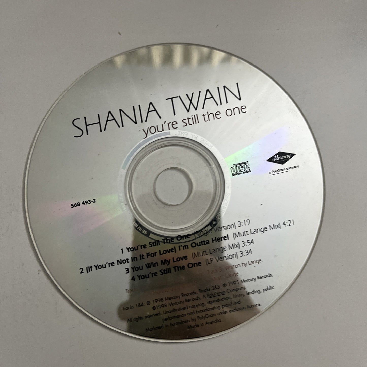 Shania Twain – You're Still The One (CD, 1998) Australasia Single 568 493-2