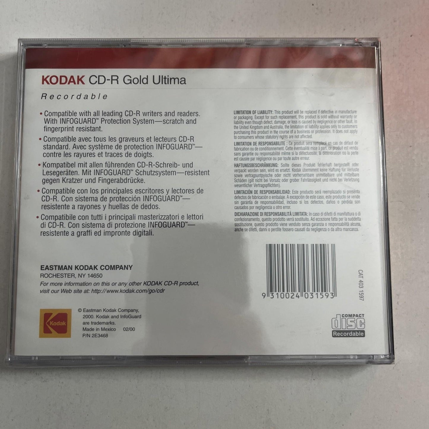 Kodak CD-R Gold Ultima 650MB Blank Media NEW Sealed