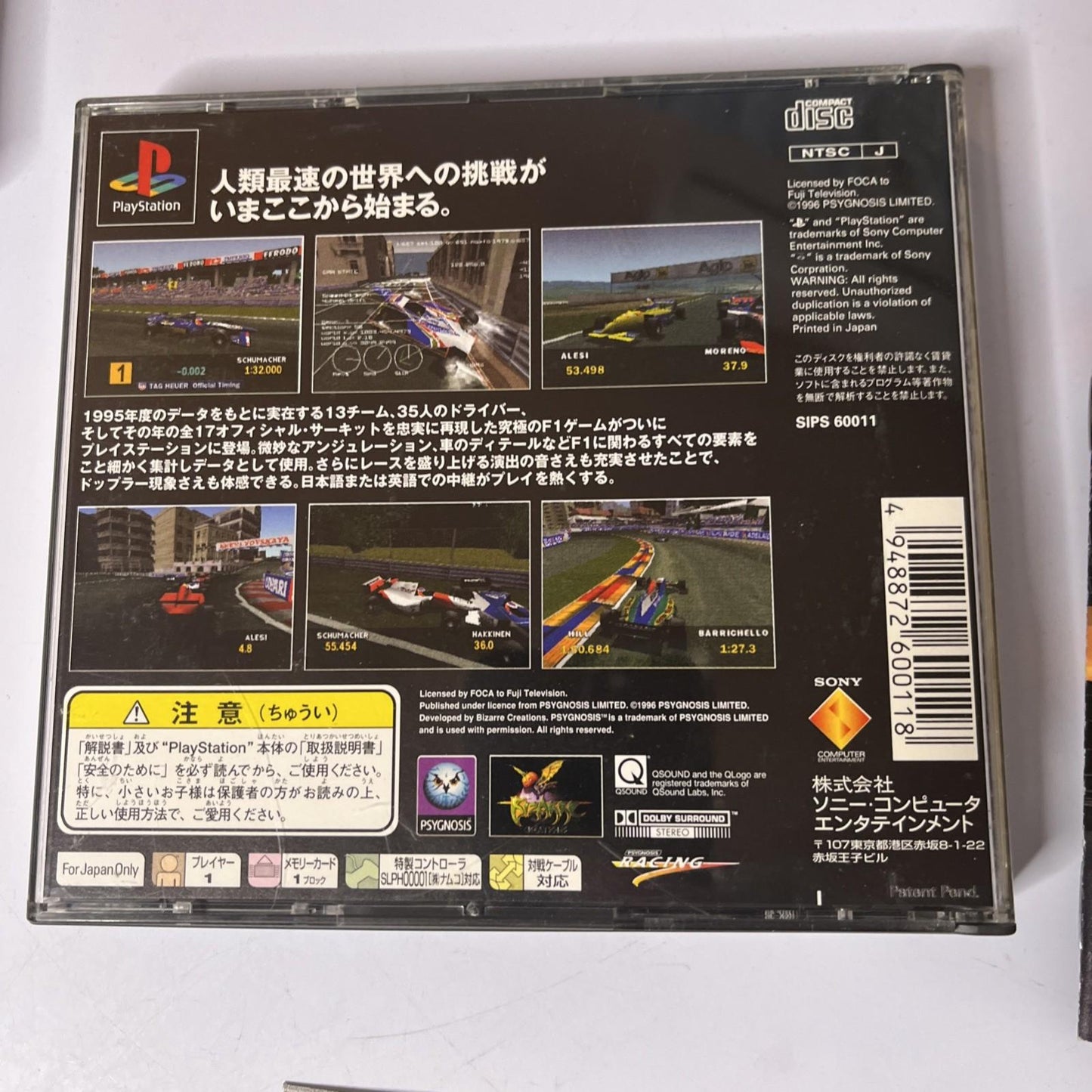 Formula 1 PS1 Sony PlayStation NTSC-J JAPAN Game Complete