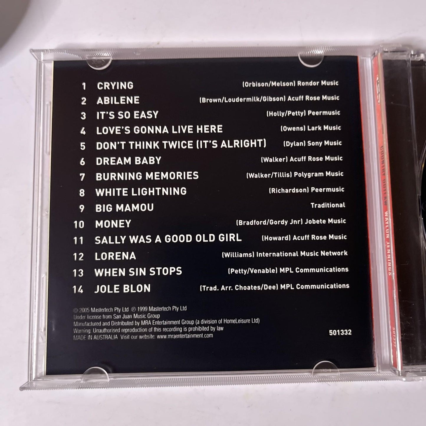 Waylon Jennings – Country Outlaw (CD, 1998) US 501332