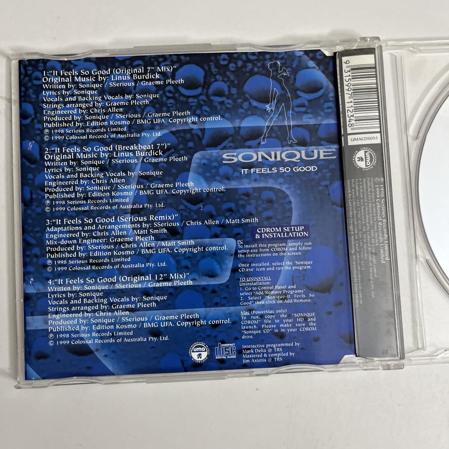 Sonique – It Feels So Good (CD, 1999) Australia UMACDS055