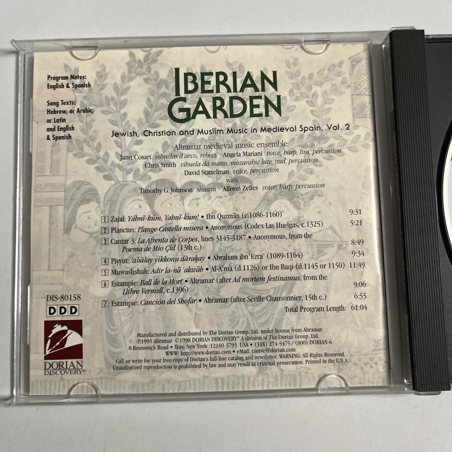 Iberian Garden Vol. 2 by Altramar Medieval Music Ensemble (CD, 1998)