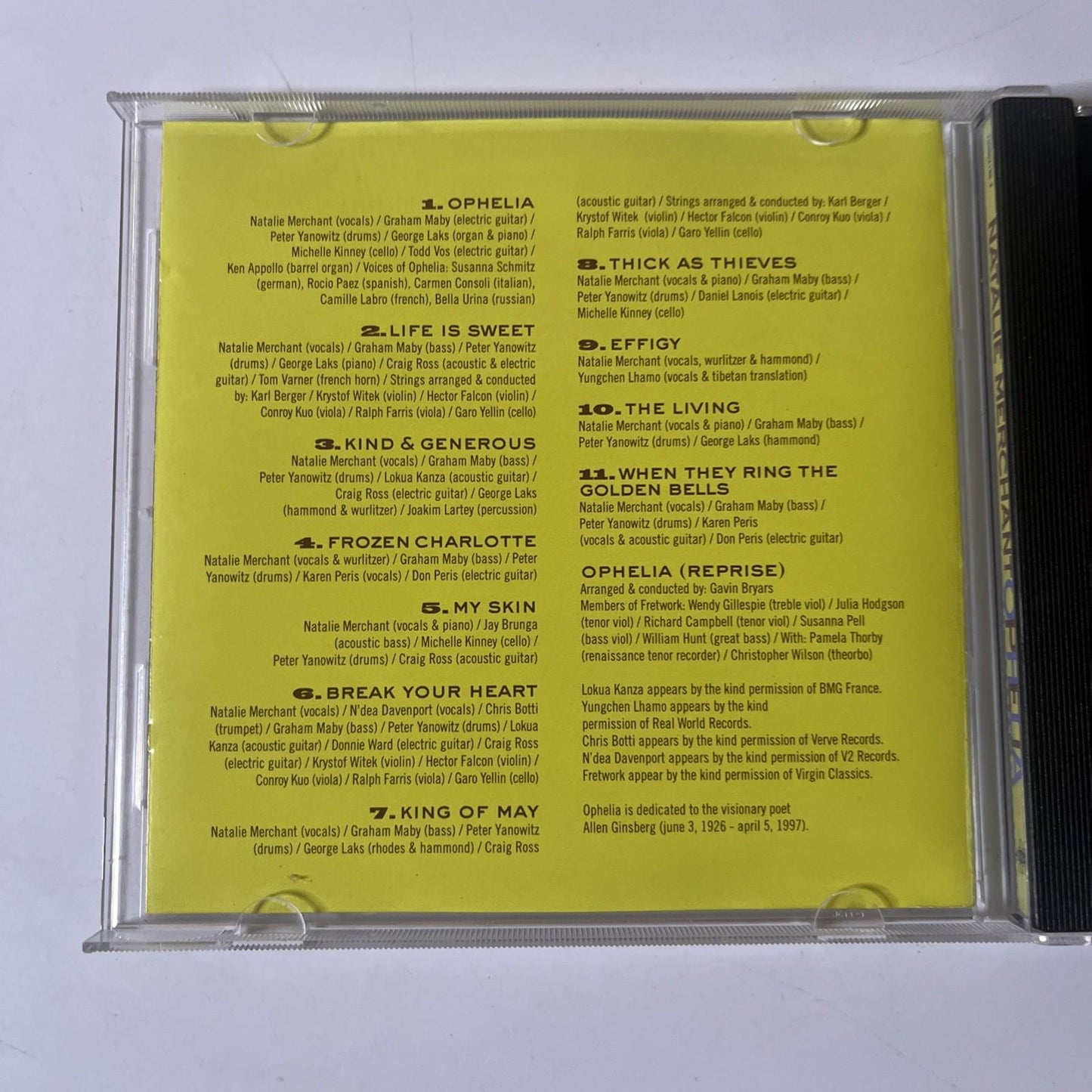 Natalie Merchant – Ophelia (CD, 1998) Australia 755962196 2