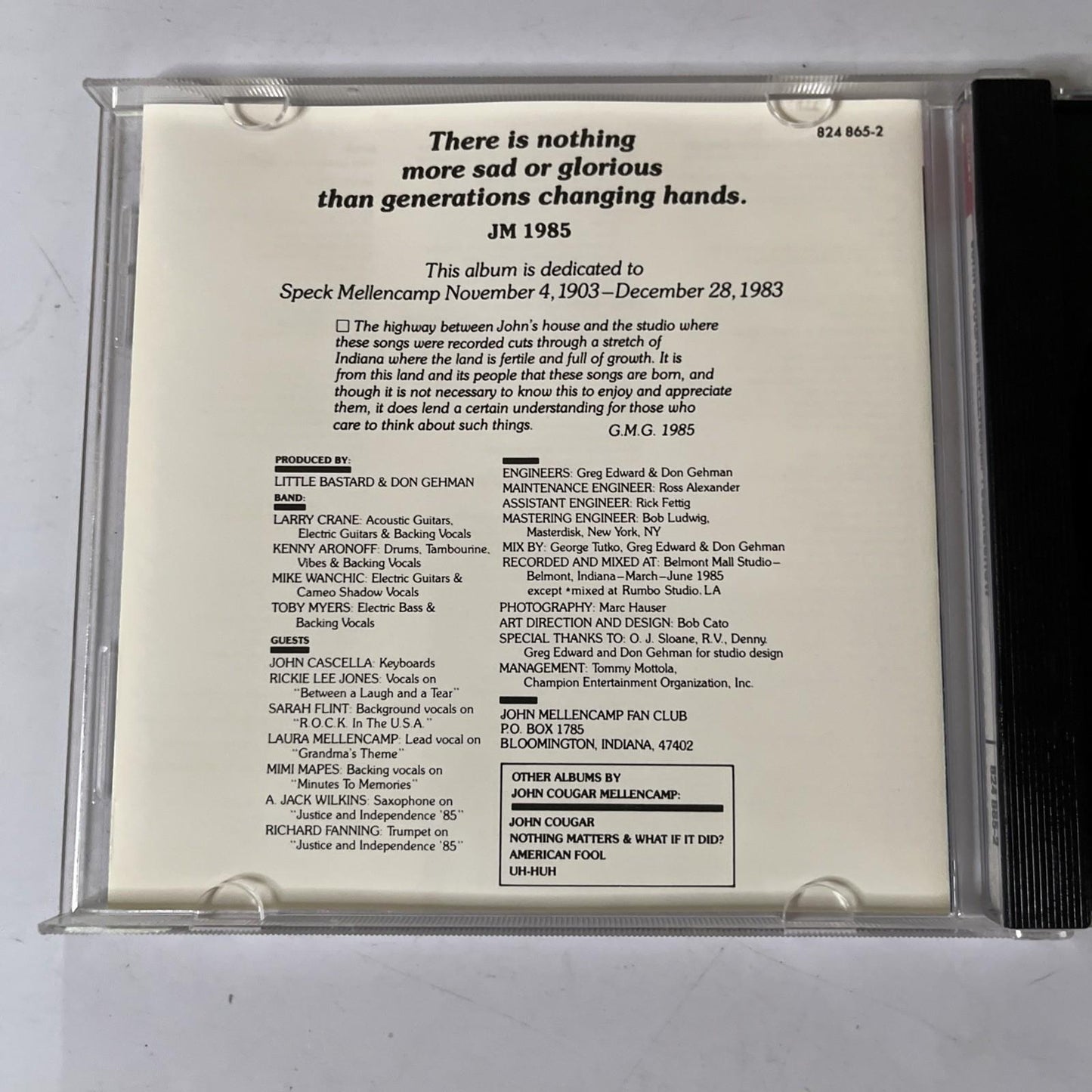 John Cougar Mellencamp – Scarecrow (CD, 1985) Album