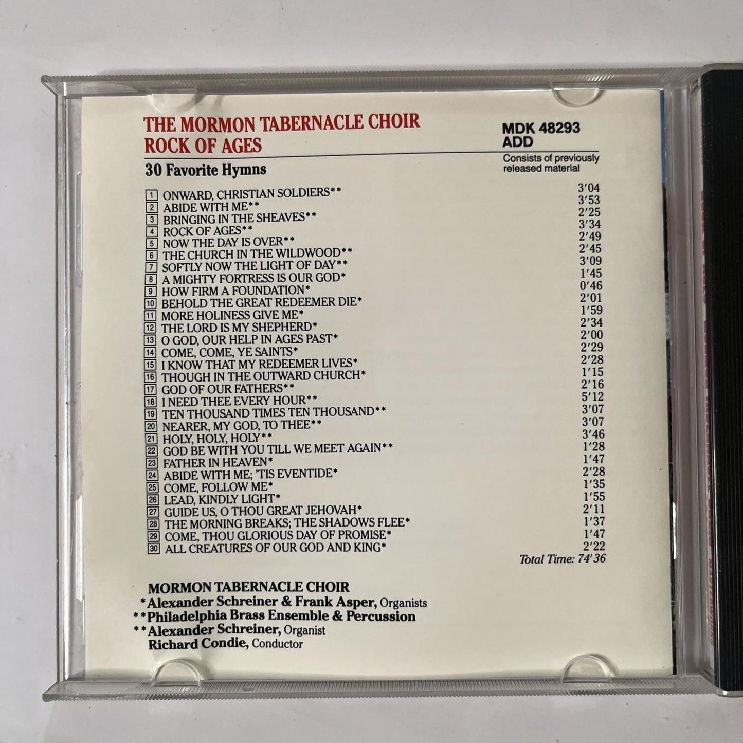 Mormon Tabernacle Choir – Rock Of Ages (CD, 1992) US MDK 48293