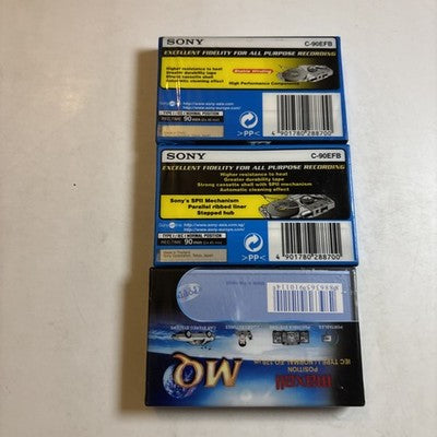 2x SONY EF90 Blank Cassette Tape Type 1, C-90EFB & Maxwell 60 Min *New Sealed*