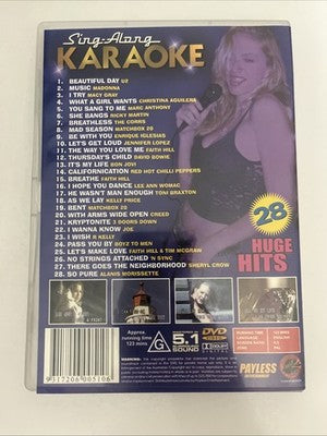 Karaoke : Sing Along Karaoke : Vol 1 (DVD) 28 Huge Hits All Regions NEW