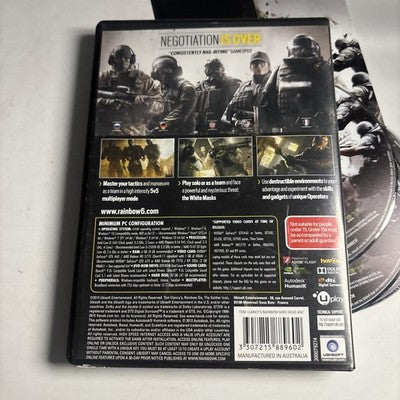 Tom Clancy's Rainbow Six Siege PC Game DVD-ROM Shooter Action Complete Manual