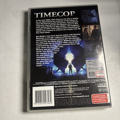 Timecop (DVD, 1994) Jean-Claude Van Damme Region 4 NEW