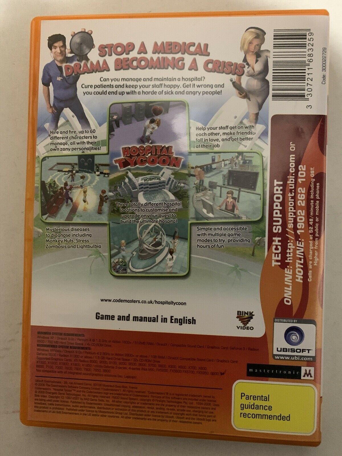 HOSPITAL TYCOON - PC CD Hospital Medical Simulation Management Game