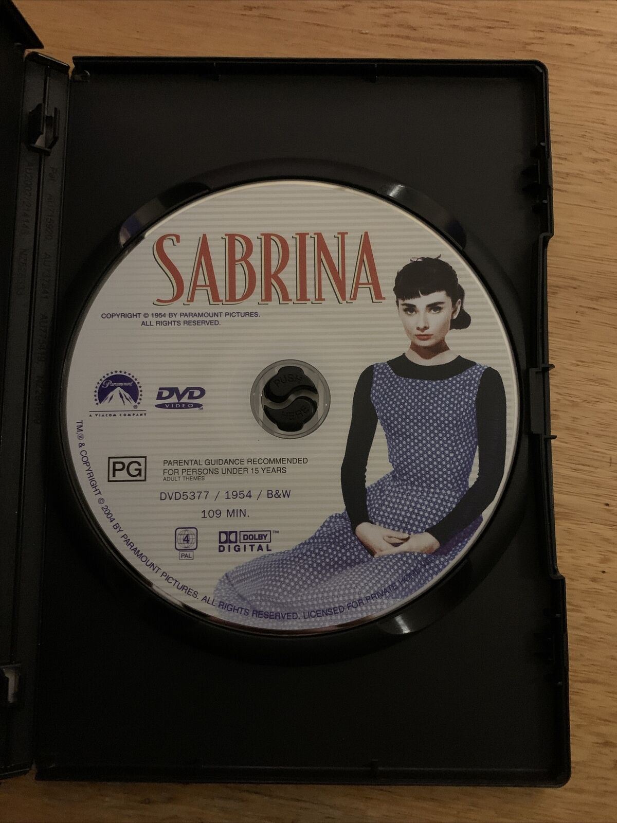 Sabrina (DVD, 1954) Humphrey Bogart, Audrey Hepburn, William Holden. Region 4