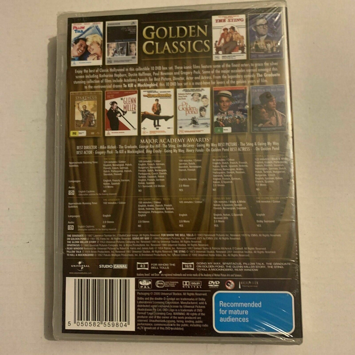 *New* GOLDEN CLASSICS 10 DVD SET Genuine Universal Studios Movies Region 4