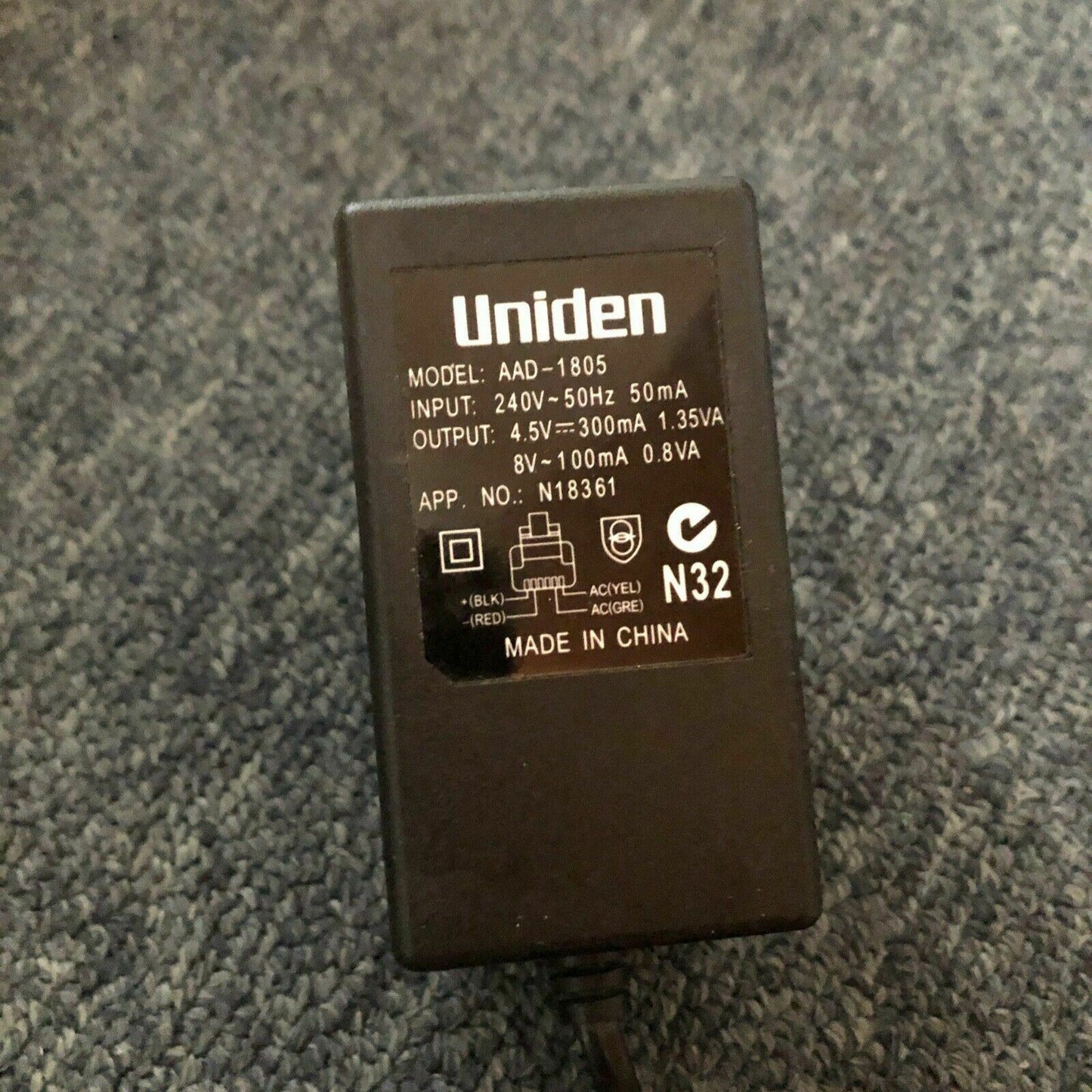 Genuine Uniden DECT1805 Base Charger & AAD-1805 AC Adapter