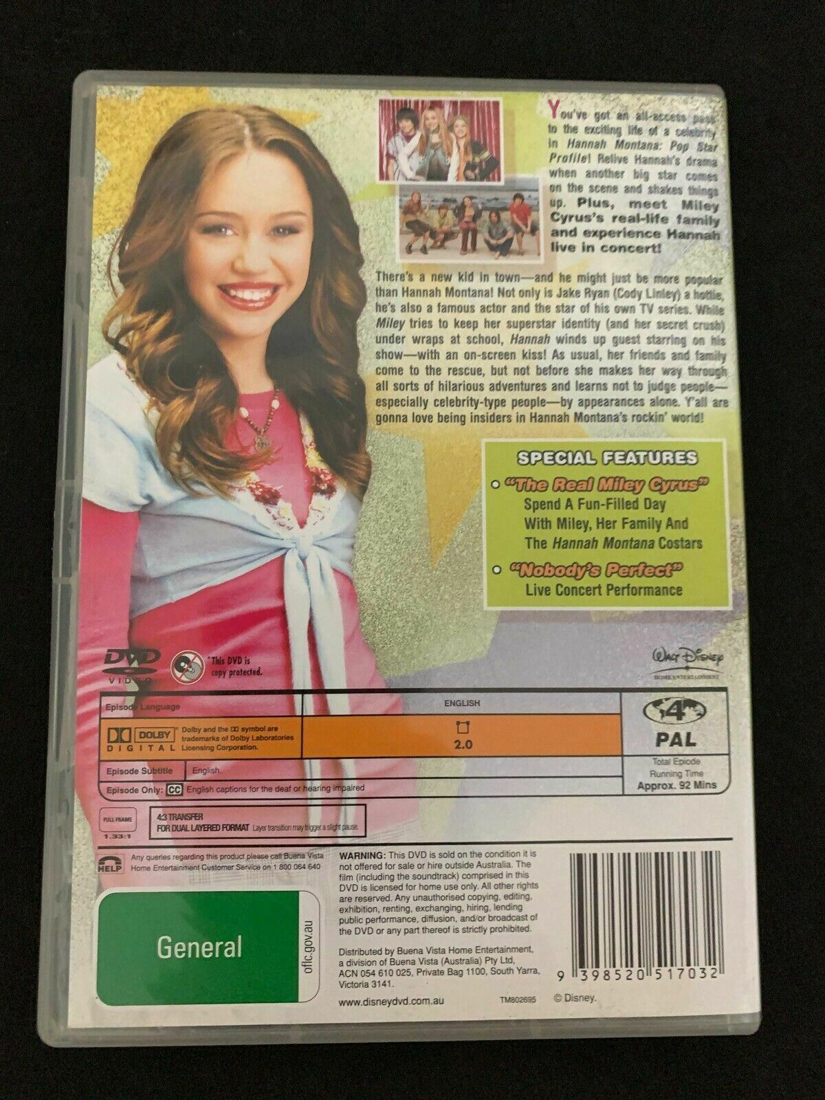 Hannah Montana - Pop Star Profile (DVD, 2008) Region 4