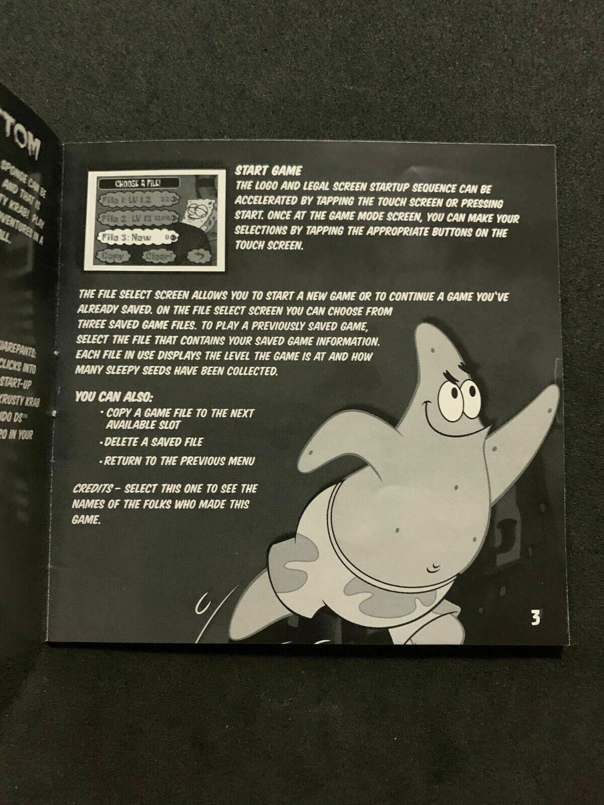 SpongeBob SquarePants: Creature from the Krusty Krab (Nintendo DS, 2006) Manual