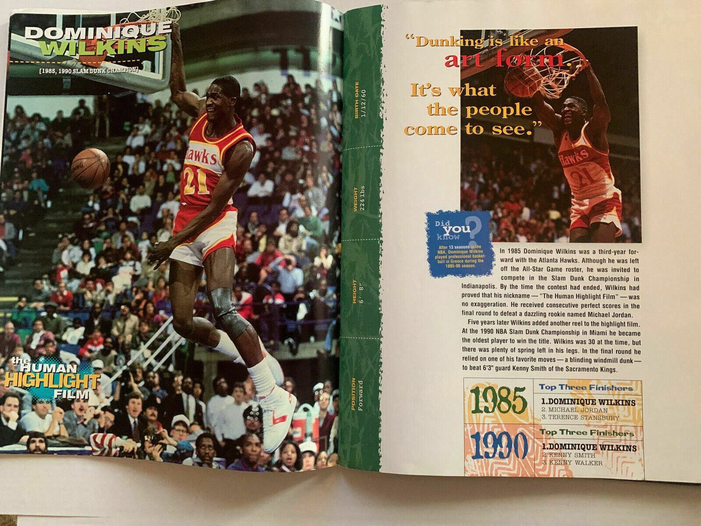 NBA All Star Slam Dunk Champs 1997 Michael Jordan, Wilkins, Webb etc Poster