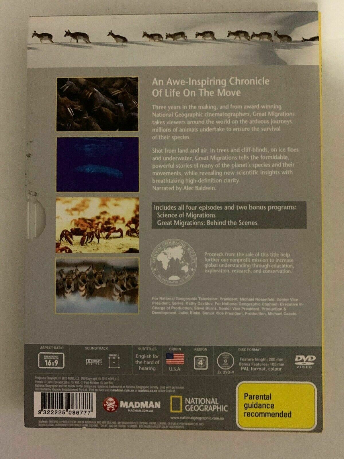 National Geographic - Great Migrations (DVD, 2010) 3-Discs Region 4