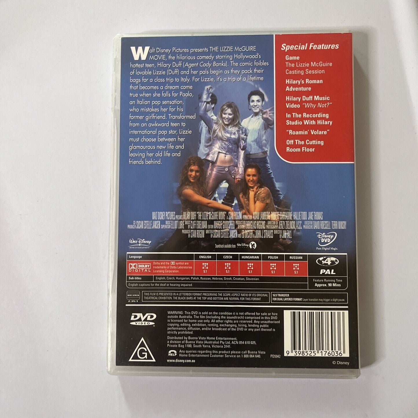 The Lizzie McGuire Movie (DVD, 2003) Hilary Duff Region 4