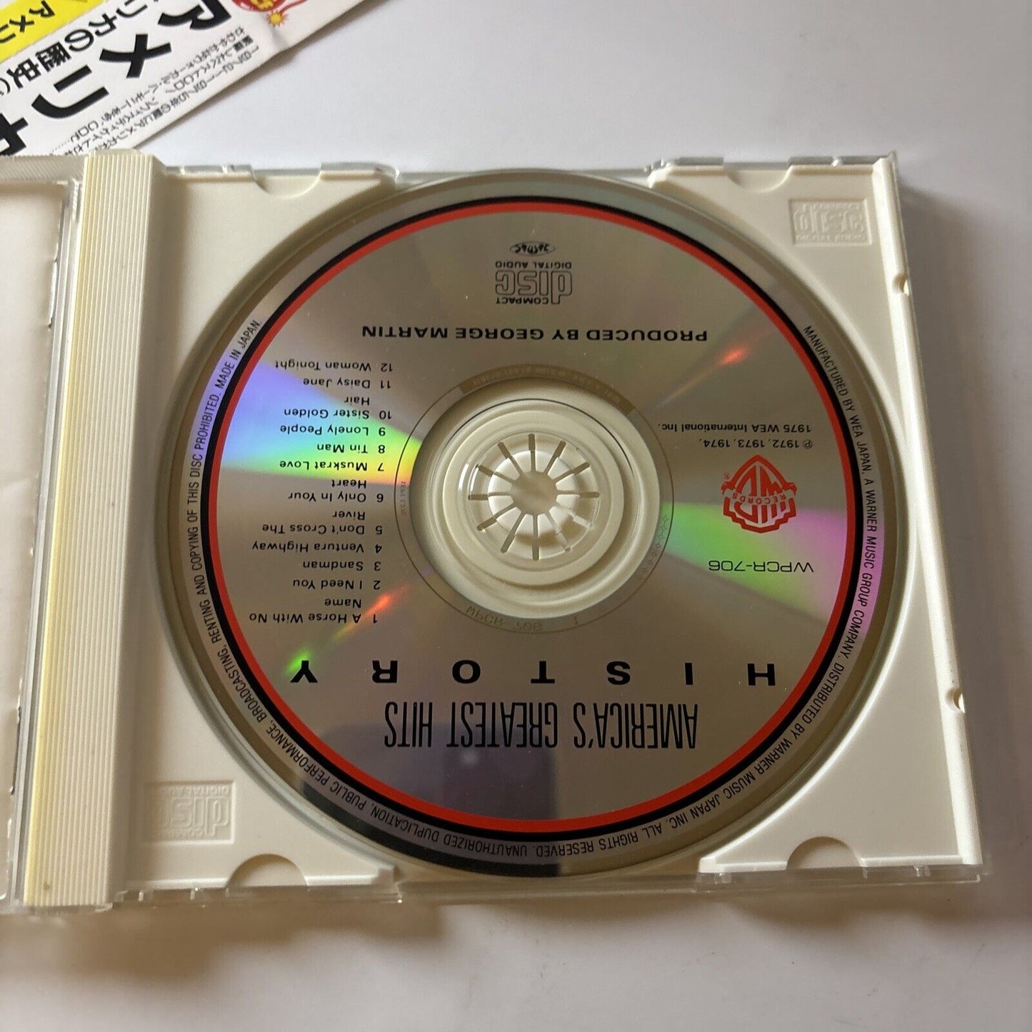 America - America's Greatest Hits / History (CD, 1975) Obi Japan Wpcr-706