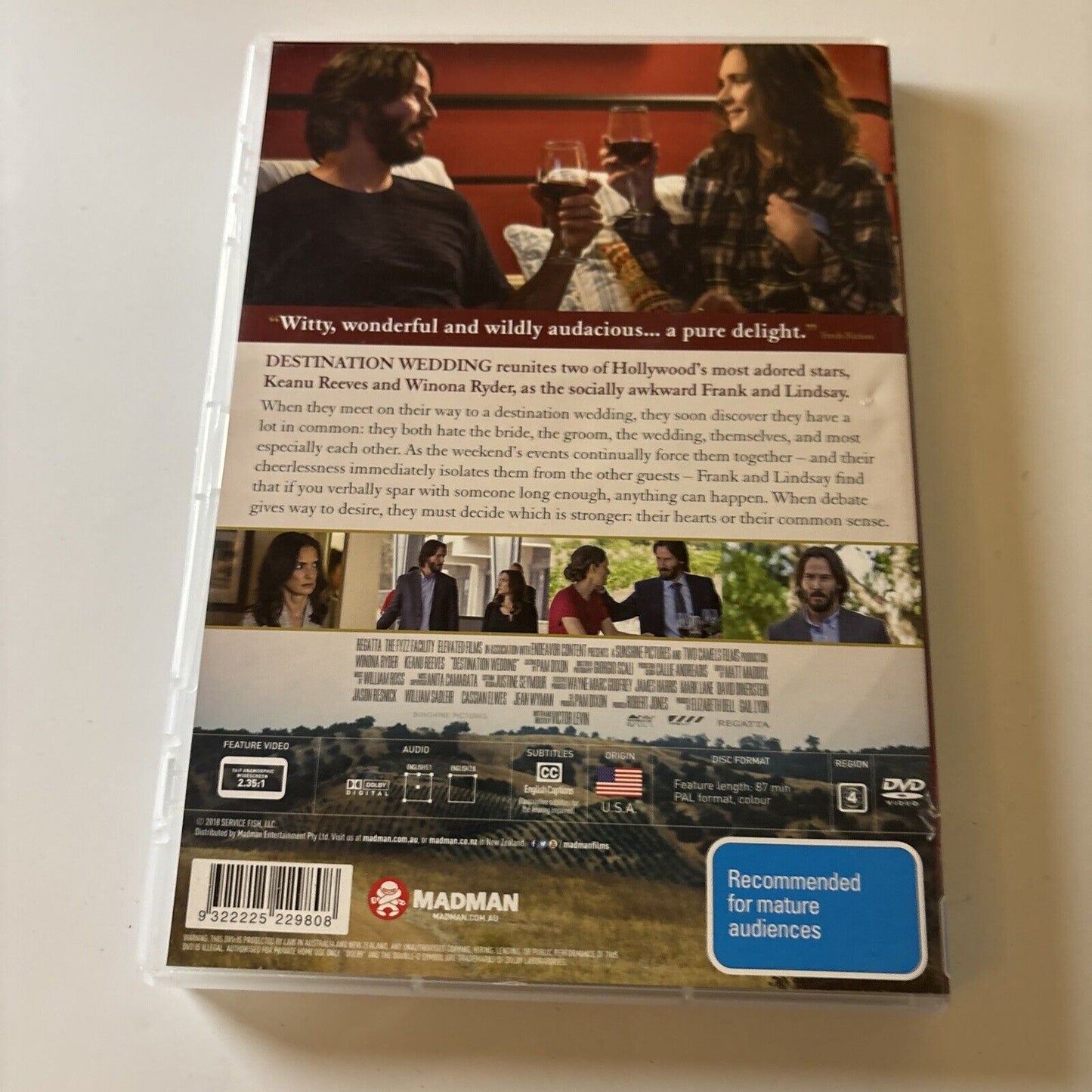 Destination Wedding (DVD, 2018) Winona Ryder, Keanu Reeves NEW Region 4