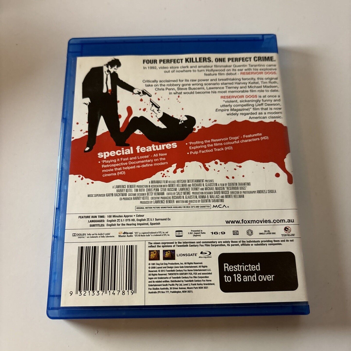Reservoir Dogs (Blu-ray, 1992) Tim Roth, Michael Madsen, Harvey Keitel Region B