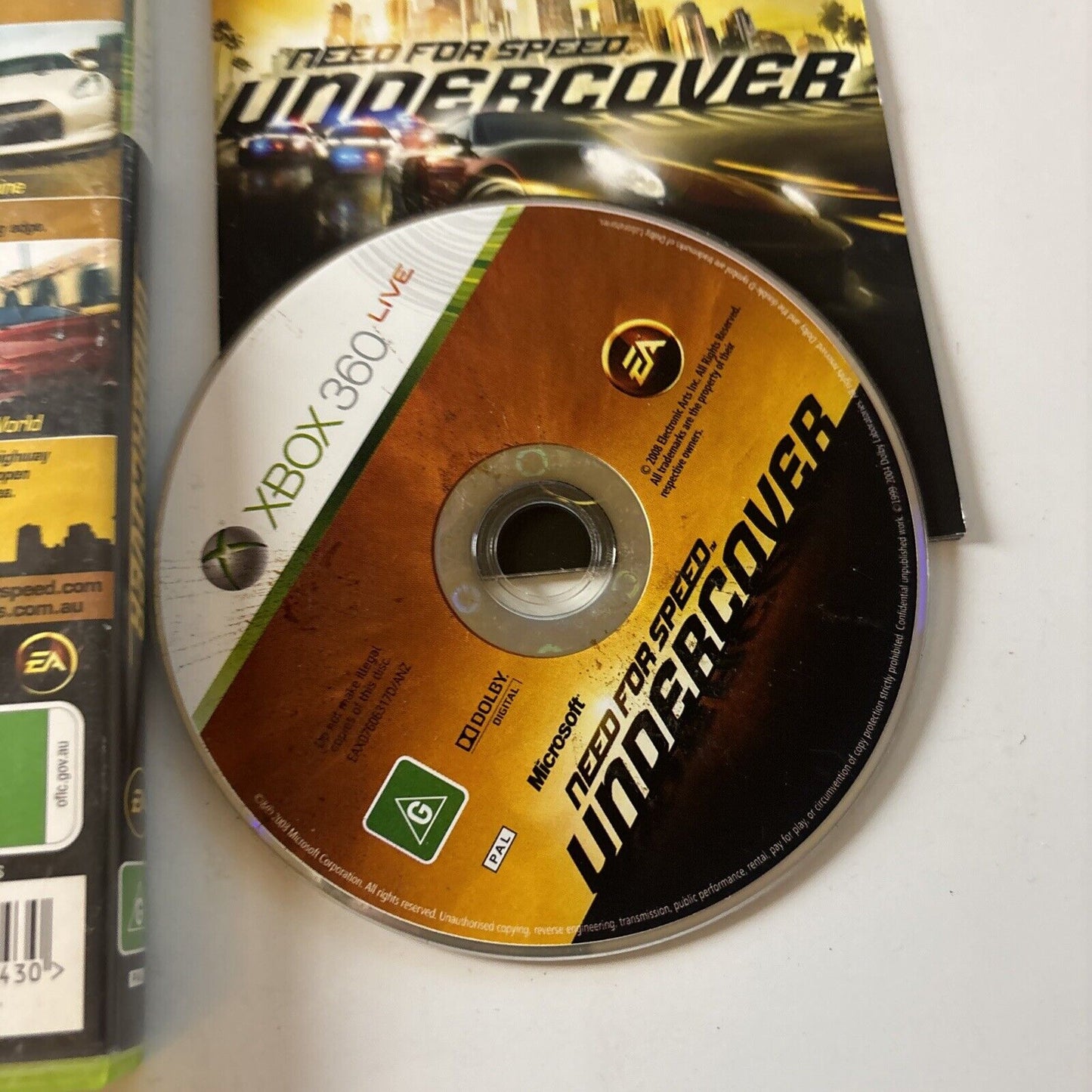 Need for Speed Undercover Microsoft Xbox 360 PAL Manual