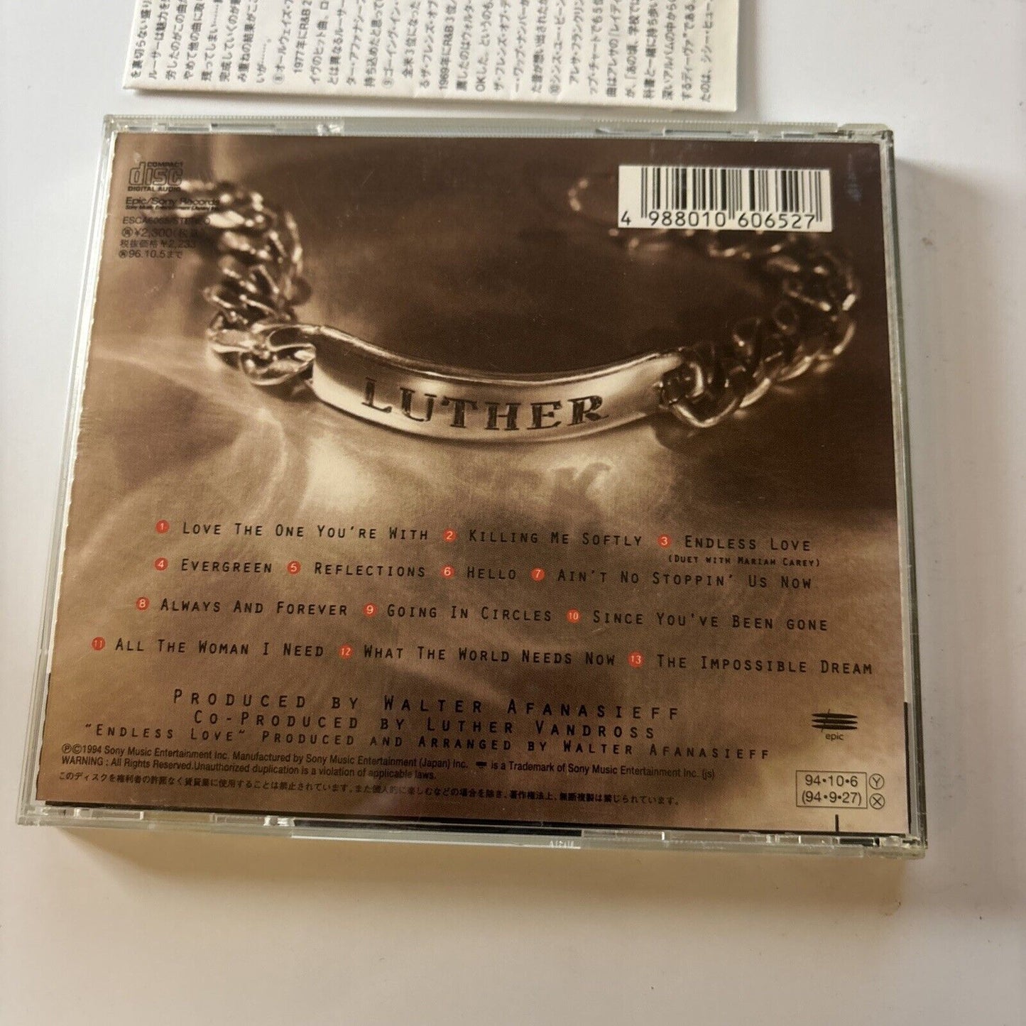 Luther Vandross - Epic Songs (CD, 1994) Japan ESCA-6065
