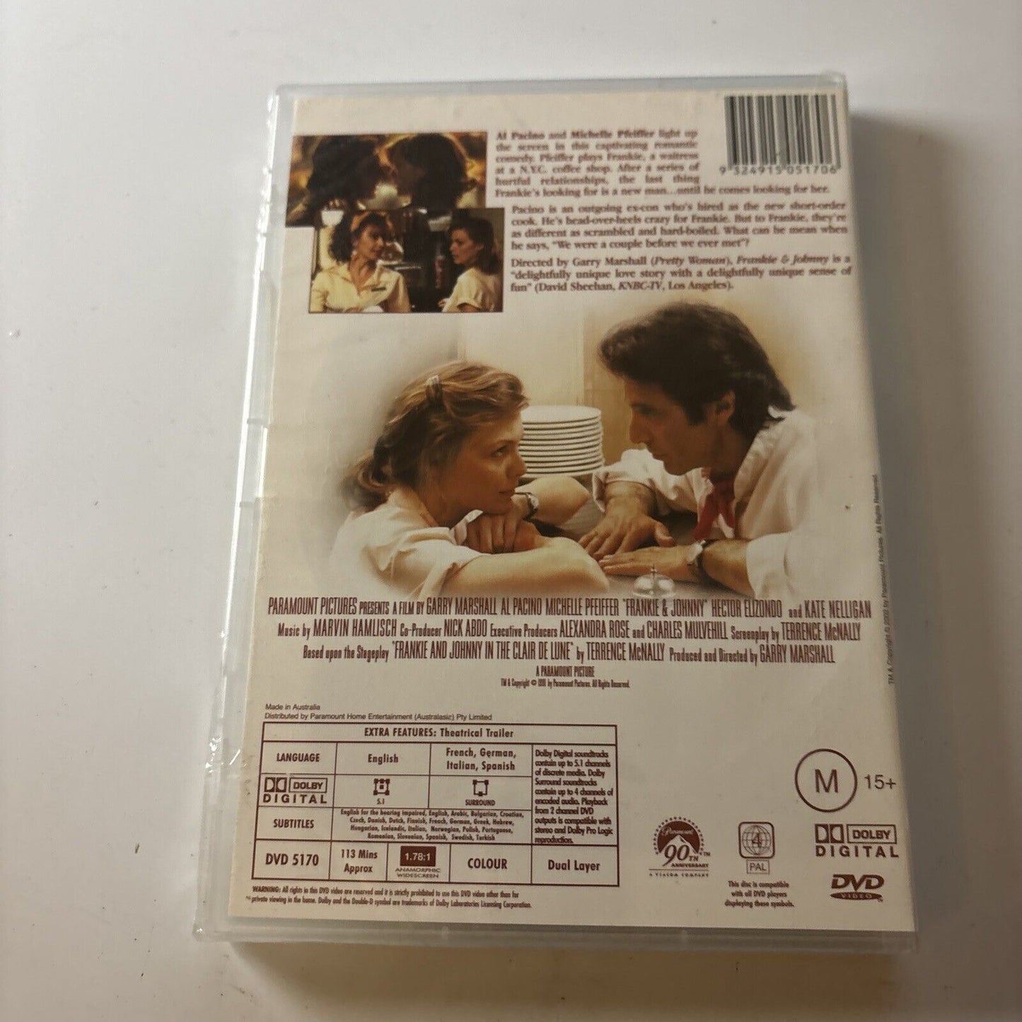 Frankie & Johnny (DVD, 1991) Al Pacino, Michelle Pfeiffer Region 4 *New Sealed*