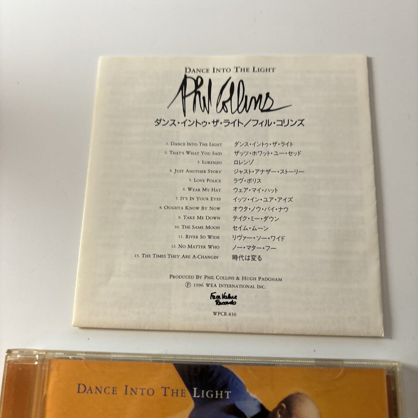 Phil Collins - Dance Into The Light (CD, 1996) Japan wpcr-830