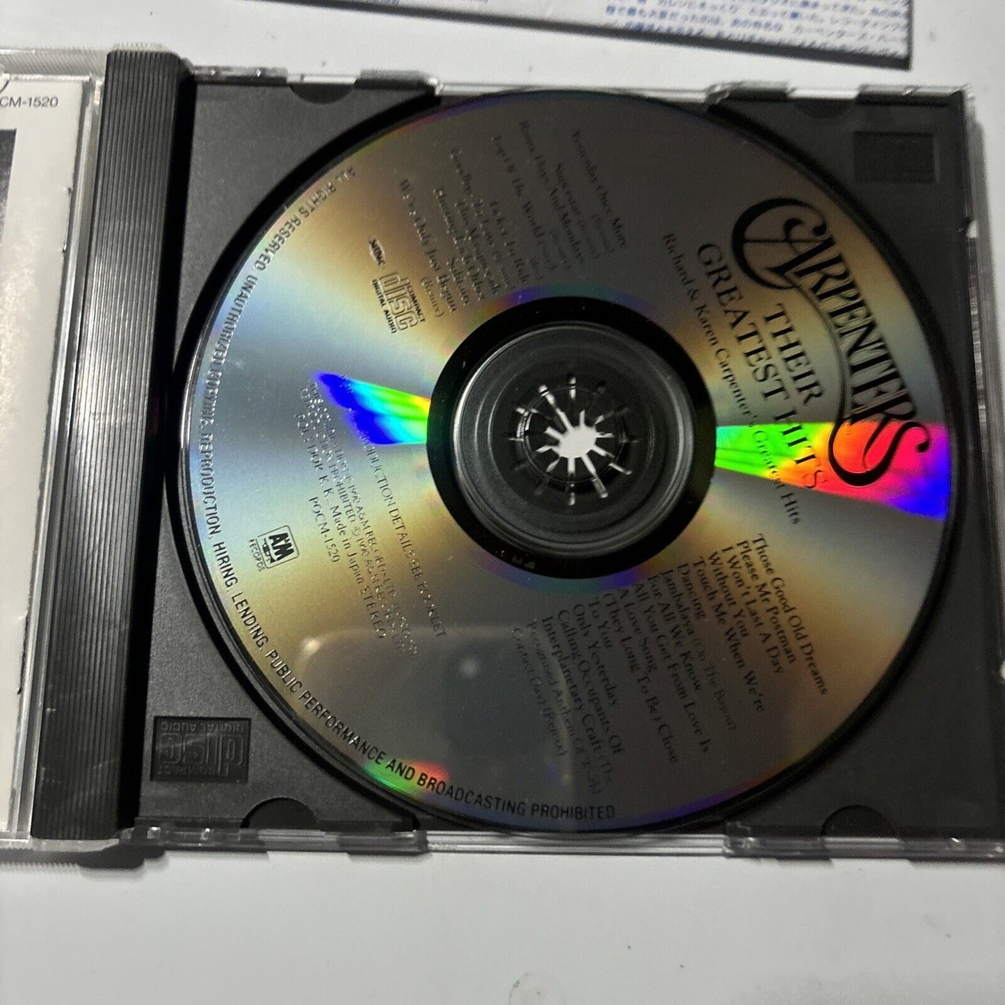 Carpenters - Their Greatest Hits (CD, 1994) Japan POCM-1520 A&M Records