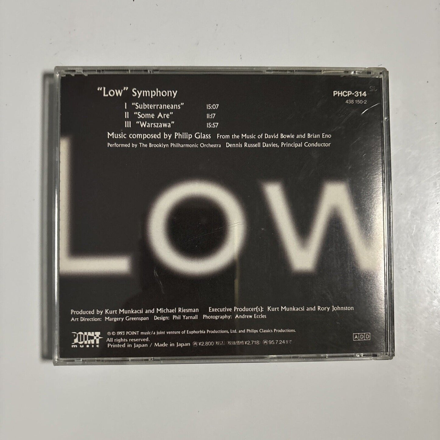 Philip Glass - Low Symphony (The Music Of David Bowie) (CD, 1993) Japan PHCP-314