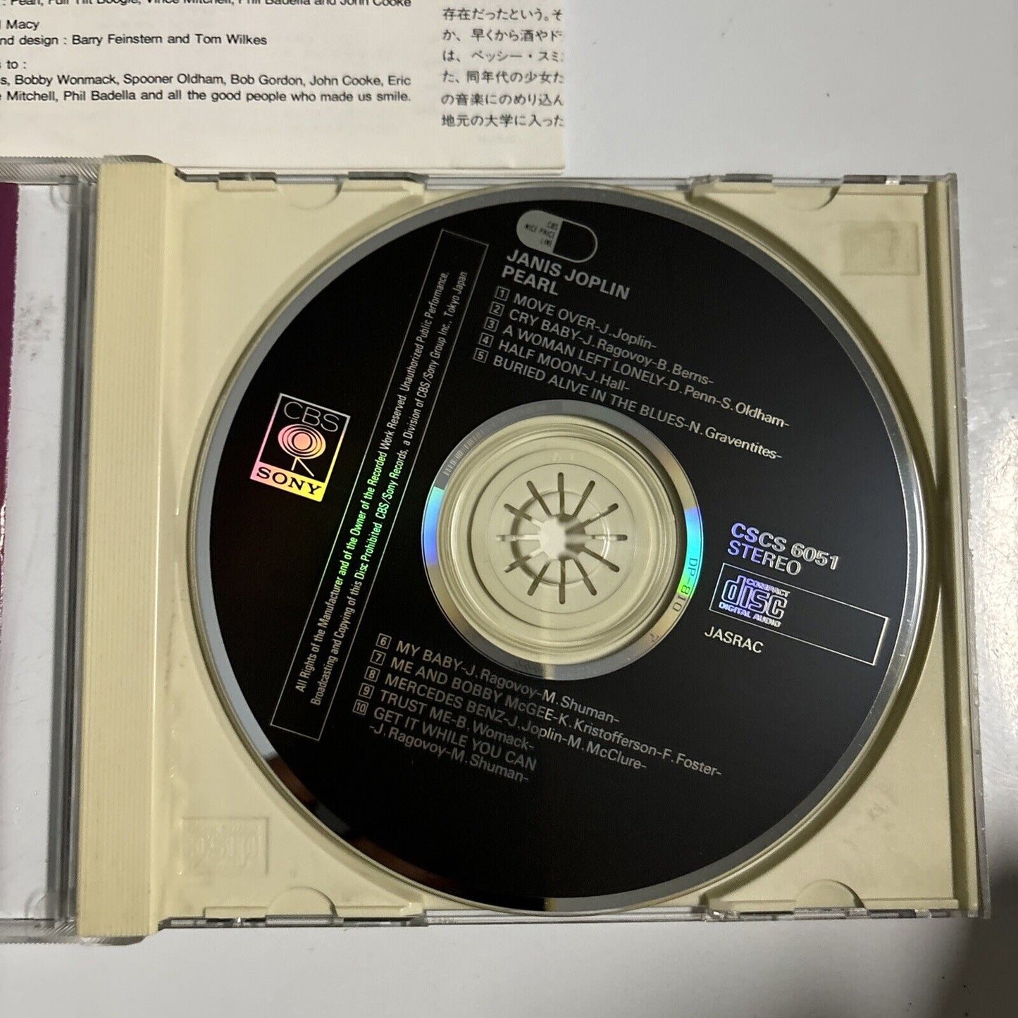 Janis Joplin - Pearl (CD, 1990) Japan CBS/Sony cscs-6051