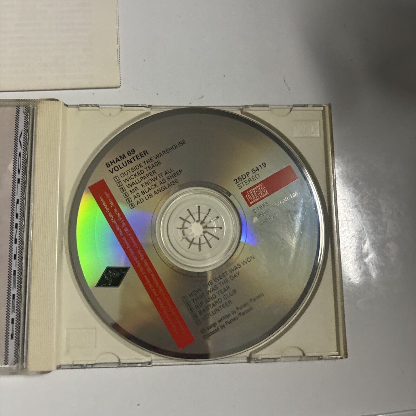 Sham 69 - Volunteer (CD, 1989) Japan CBS/Sony 25dp-5419