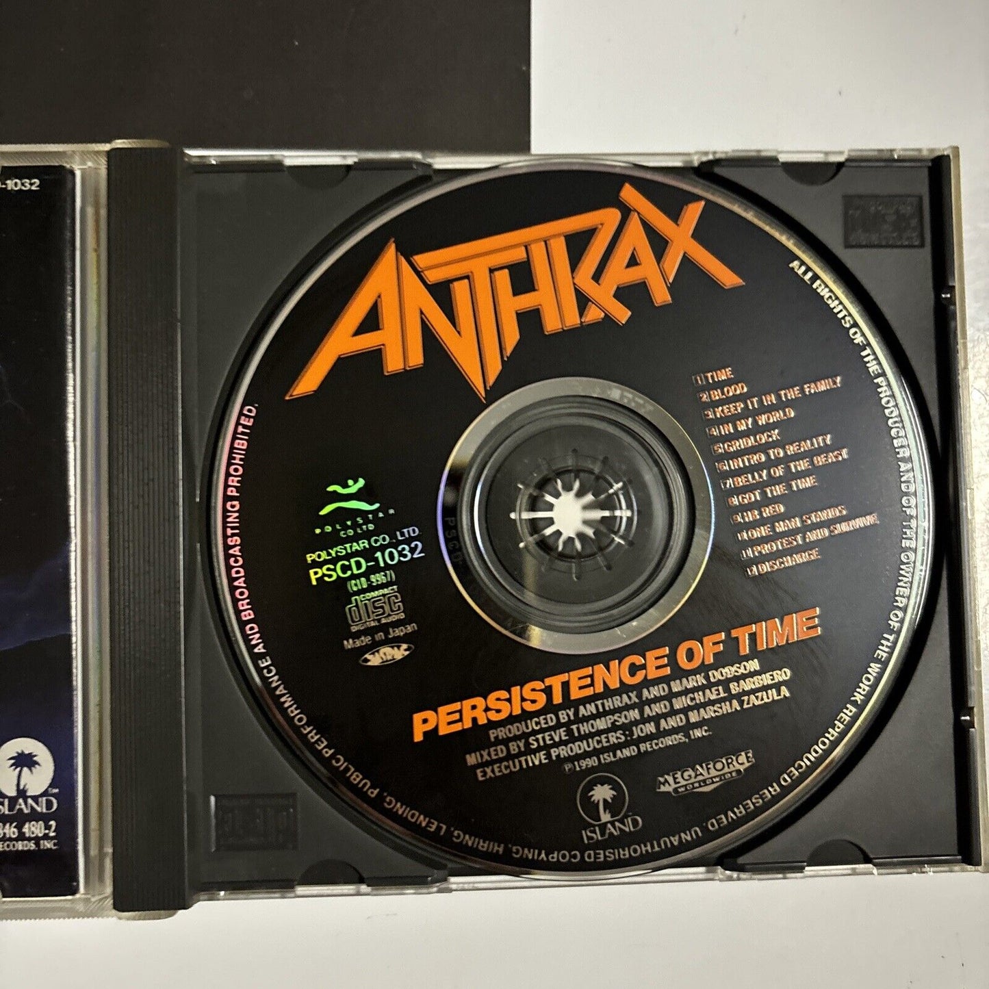 Anthrax - Persistence Of Time (CD, 1990) Japan PSCD-1032