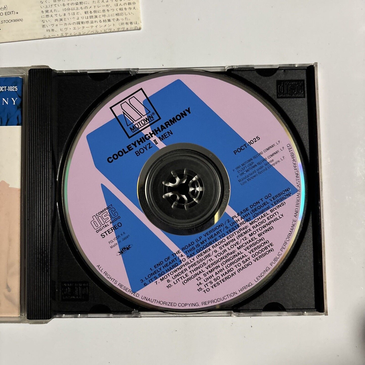 Boyz II Men - Cooleyhighharmony (CD, 1992) Japan poct-1025