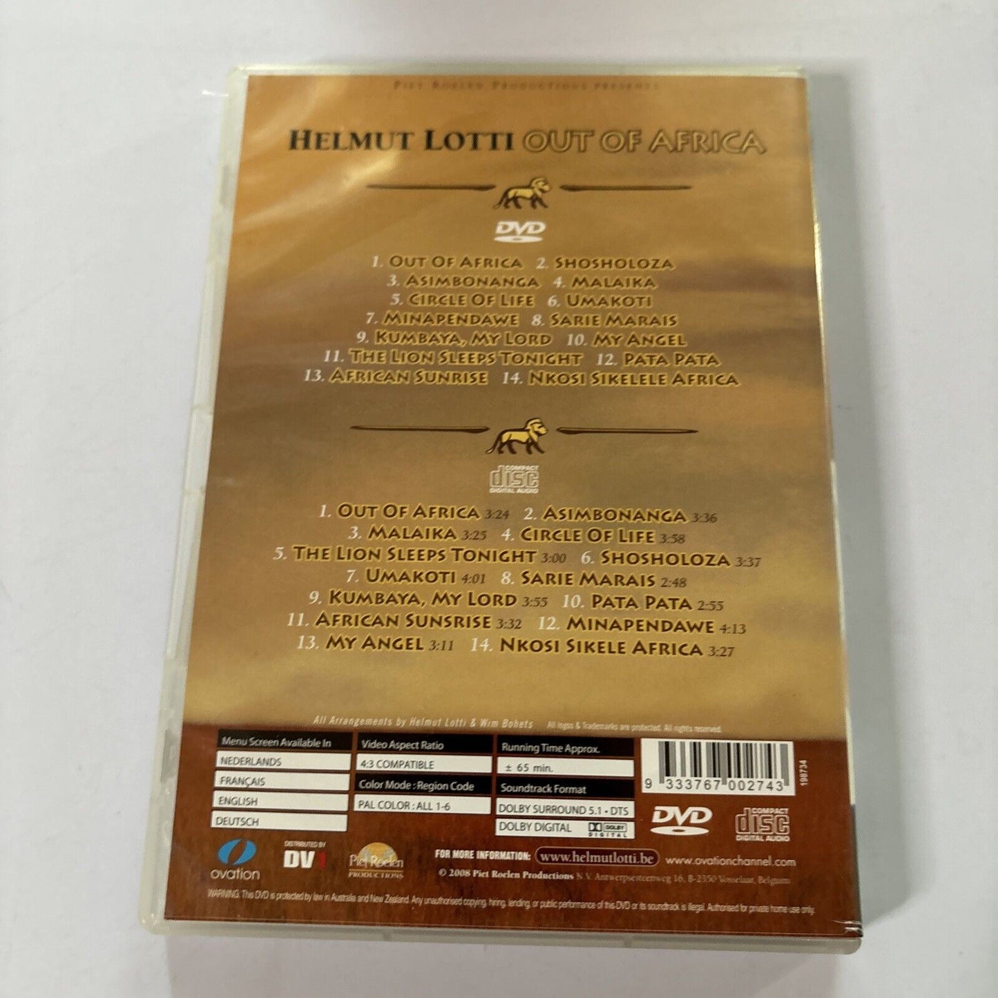 Helmut Lotti - Out Of Africa (DVD + CD, 2008) All Regions