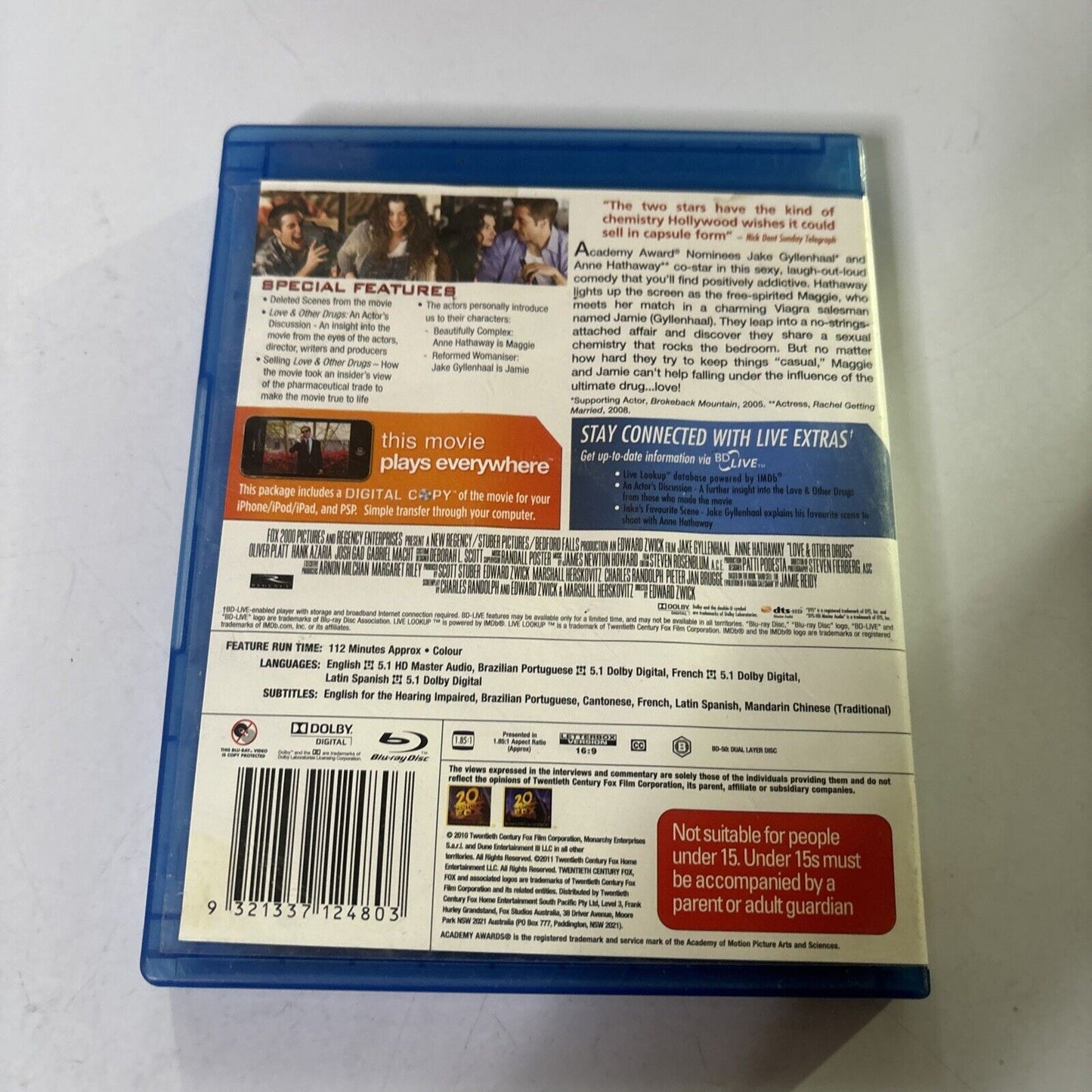 Love and Other Drugs (Blu-ray, 2010) Jake Gyllenhaal, Anne Hathaway Region B