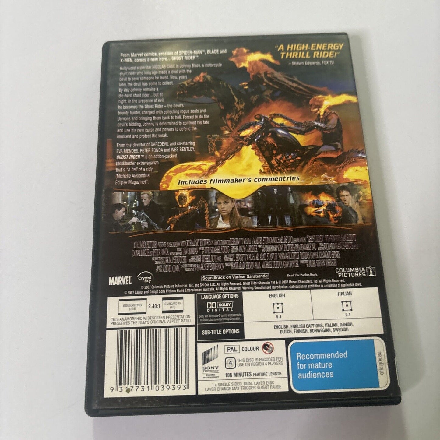 Ghost Rider (DVD, 2007) Nicholas Cage, Eva Mendes NEW Region 4