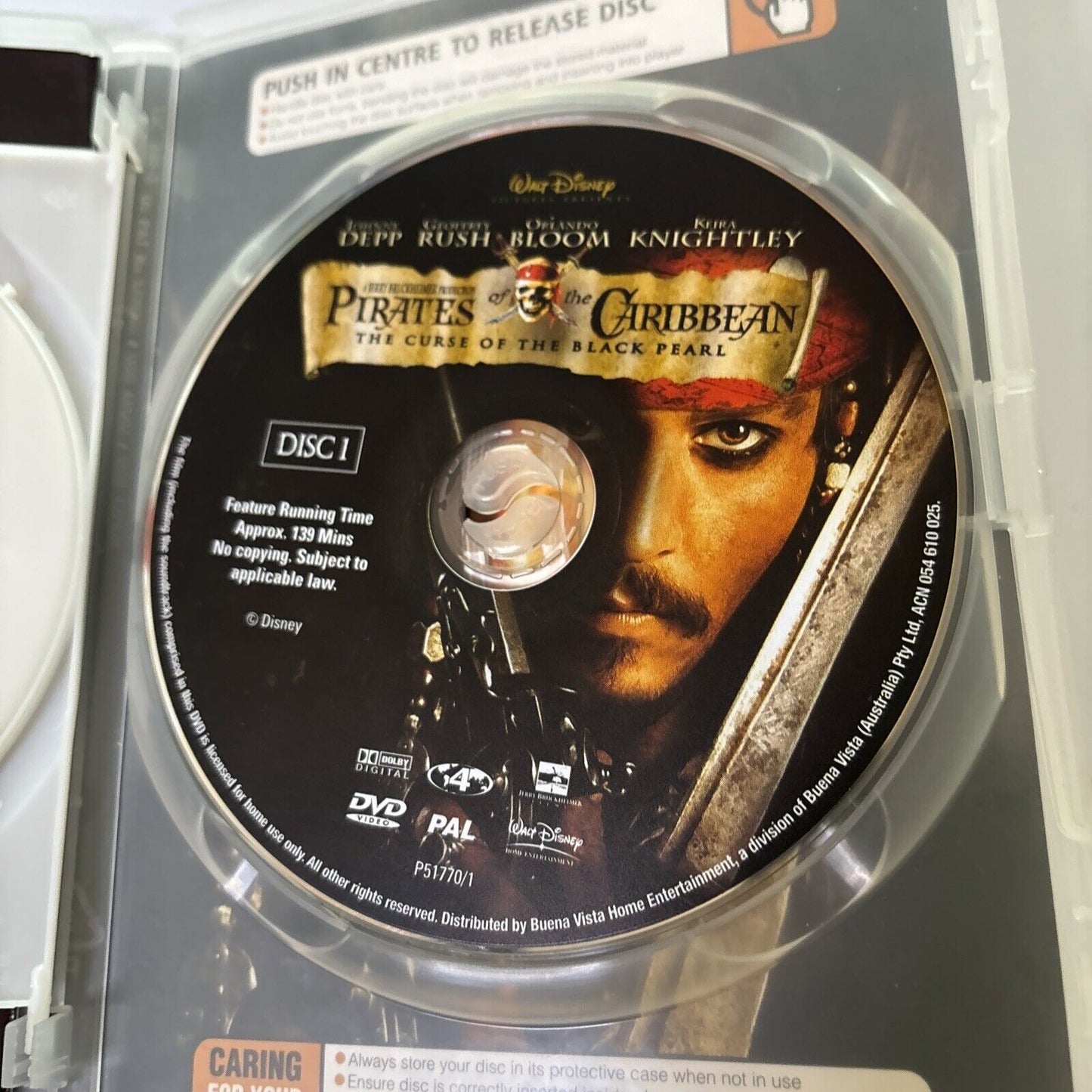 Pirates of the Caribbean - Curse of the Black Pearl (DVD, 2003, 2-Disc) Region 4