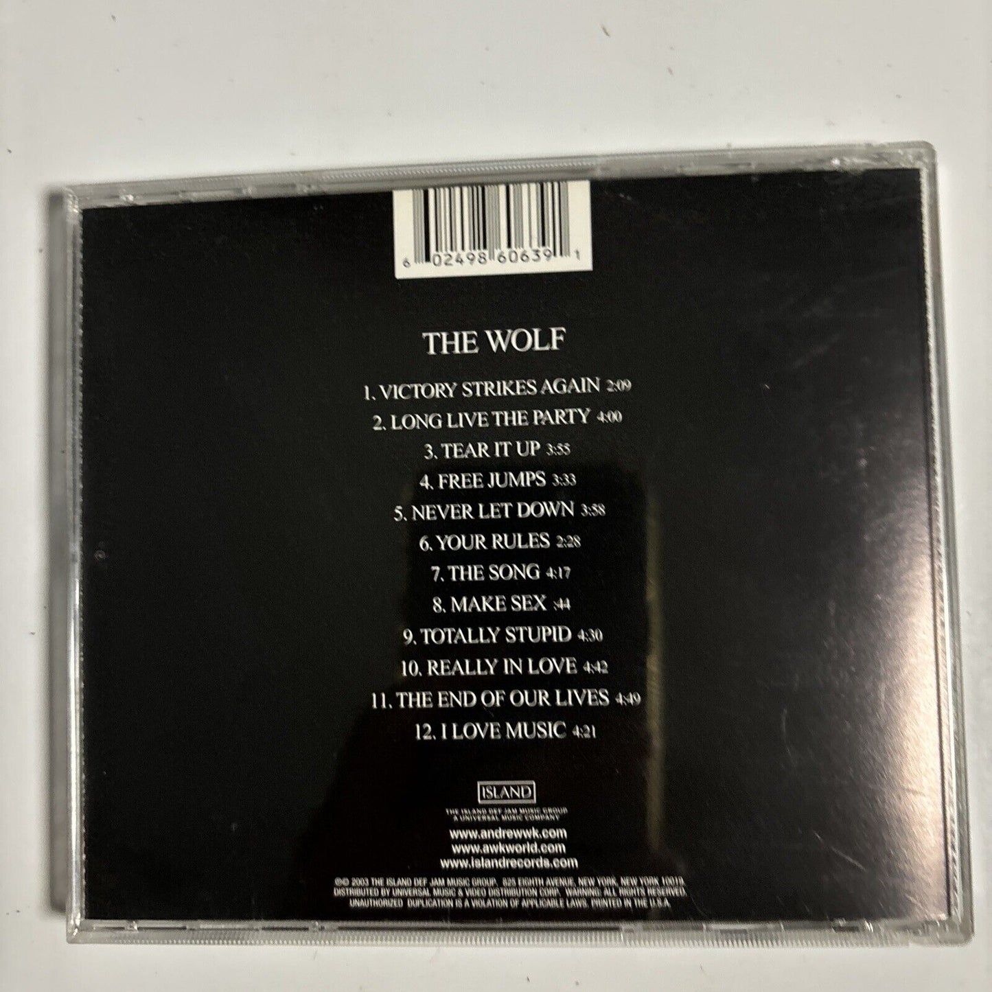 Andrew W.K. - The Wolf (CD, 2003) Island Records B0001051-02