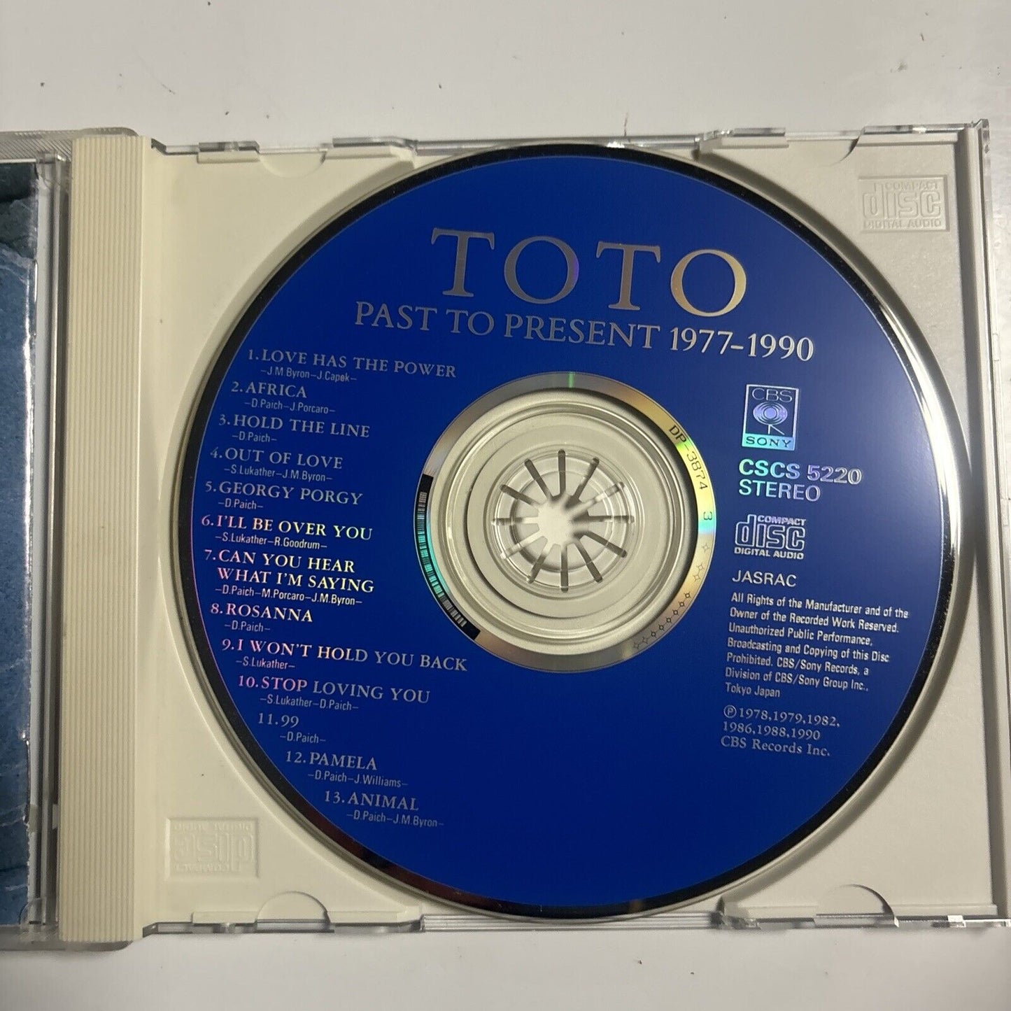 Toto - Past To Present 1977 - 1990 (CD, 1990) Japan CBS/Sony cscs-5220