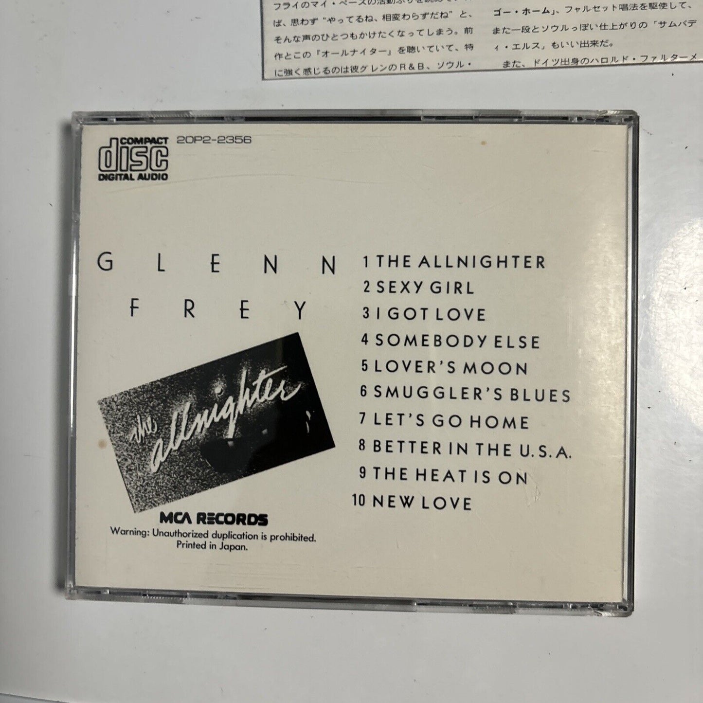Glenn Frey - The Allnighter (CD, 1988) Japan 20p2-2356 MCA Records