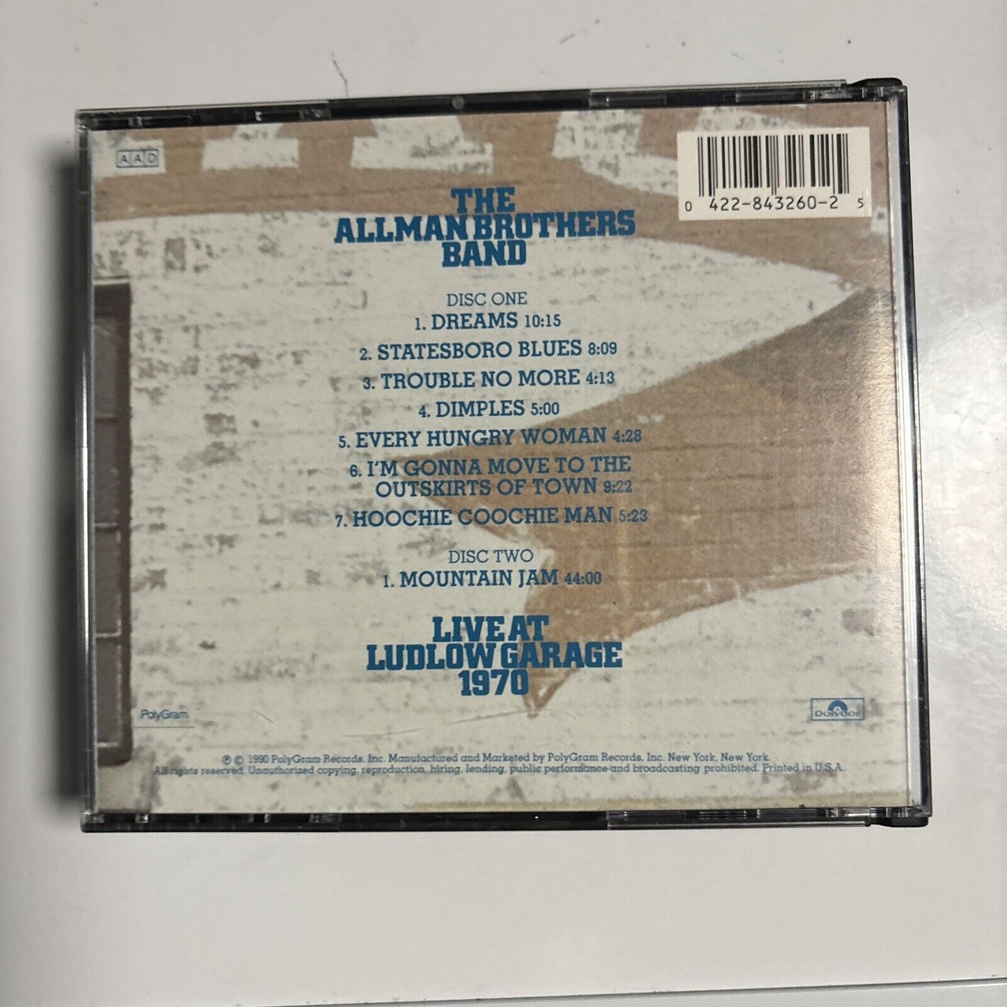 The Allman Brothers Band - Live At Ludlow Garage 1970 (CD, 1990) Polydor